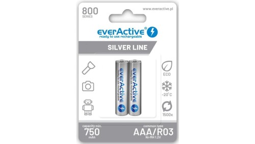 2 x akumulatorki everActive R03/AAA Ni-MH 800 mAh ready to use