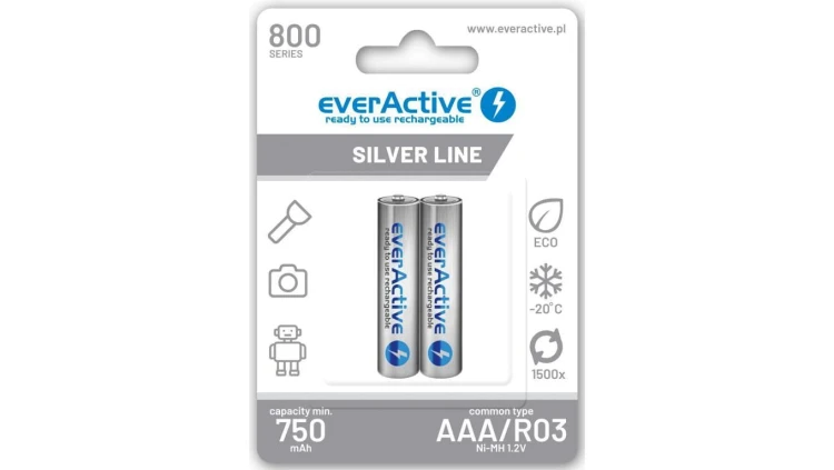 2 x akumulatorki everActive R03/AAA Ni-MH 800 mAh ready to use