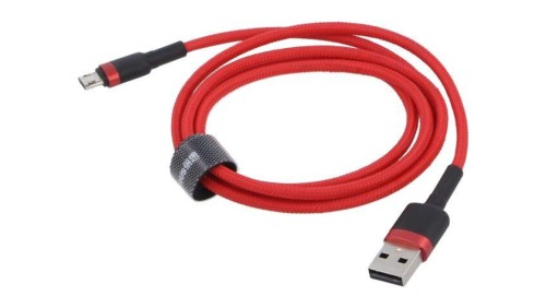 Kabel High Speed, USB 2.0 1m czerwony tekstylny 2,4A CAMKLF-B09