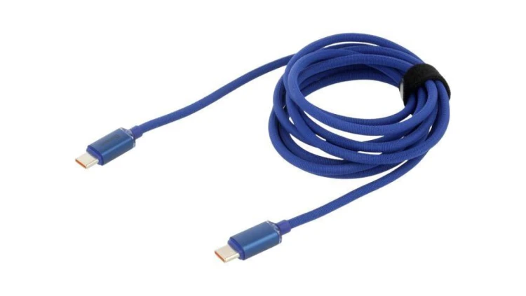 Kabel USB 2.0 USB C wtyk z obu stron 2m niebieski tekstylny CAJY000703
