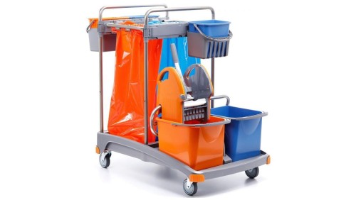 Profesjonalny wózek serwisowy TSS-0014 – 2×70 L, wiadra, prasa, stal INOX Merida