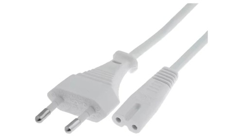 CABLE-704-1.8WH Kabel 2x0,75mm2 CEE 7/16 (C) wtyk, IEC C7 żeński PVC 1,8m