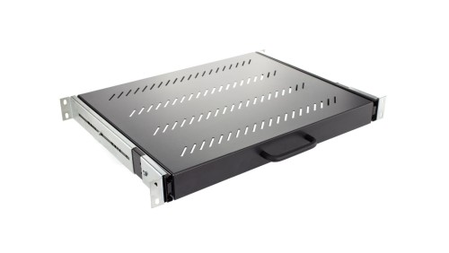 Półka wysuwana do szafy RACK 19 cali 1U 350mm z uchwytem grafit NEKU