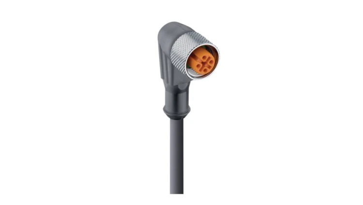 Kabel konfekcjonowany jednostronnie zakończony złącze M12 żeńskie kątowe 4-pinowe z gwintem samoblokującym PUR RKWT 4-225/15 M