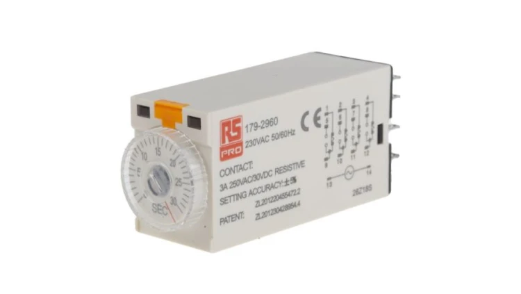 Przekaźnik czasowy zwłoczny jednofunkcyjny 1 → 30s 4PDT 4-stykowy 4PDT 230V ac