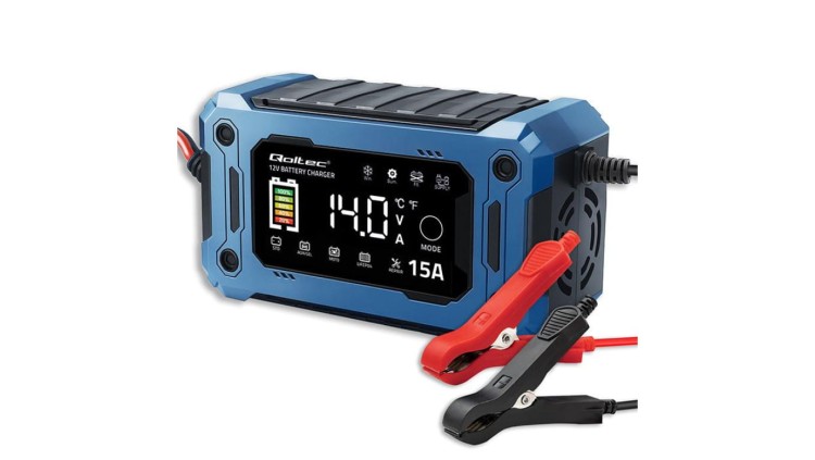 Qoltec Inteligentna mikroprocesorowa ładowarka 12V 15A Prostownik z funkcją naprawy i podtrzymania zasilania podczas wymiany aku