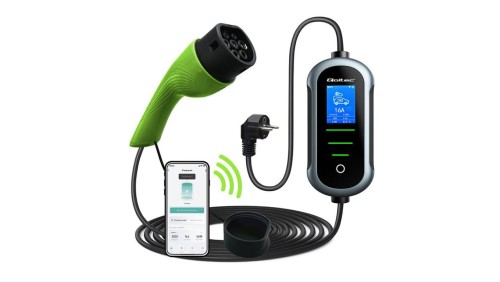 Qoltec Mobilna ładowarka do samochodu elektrycznego EV z regulacją 2w1 Typ2 3.5kW 230V Wi-fi TUYA SMART LIFE LCD Przenośna 5m