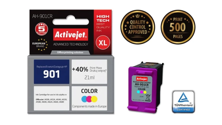 Tusz Activejet AH-901CR (zamiennik HP 901 CC656AE Premium 21 ml kolor)