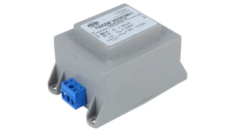 TSZZM25/9V Transformator zalewany 30VA 230VAC, 9V 3,33A śrubowy IP00