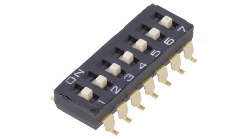 Przełącznik DIP-SWITCH Ilość sekcji 7 ON-OFF 0,025A/24VDC A6S7104H