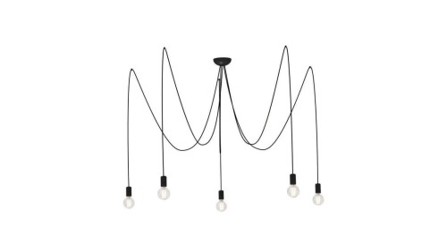 Nowodvorski lampa wisząca SPIDER E27 x 5 Przewód w oplocie Stal lakierowana Czarny ~220-230 V MAX: 5x60W