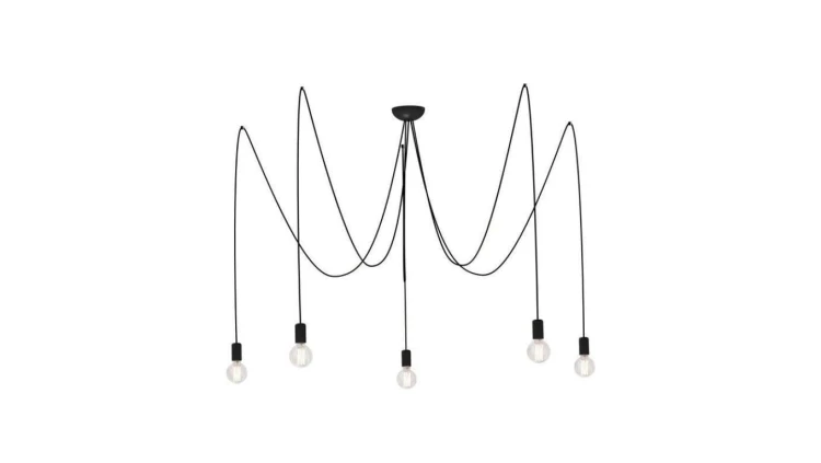 Nowodvorski lampa wisząca SPIDER E27 x 5 Przewód w oplocie Stal lakierowana Czarny ~220-230 V MAX: 5x60W