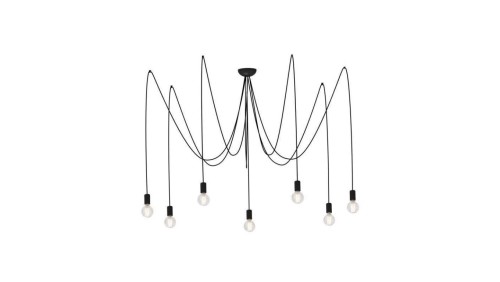 Nowodvorski lampa wisząca SPIDER E27 x 7 Przewód w oplocie Stal lakierowana Czarny ~220-230 V MAX: 7x60W