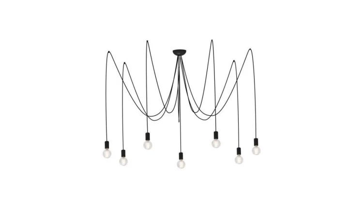 Nowodvorski lampa wisząca SPIDER E27 x 7 Przewód w oplocie Stal lakierowana Czarny ~220-230 V MAX: 7x60W