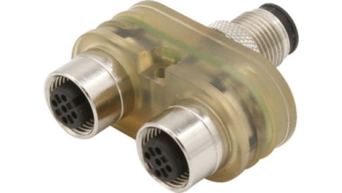Moduł logiczny AND 20x43x42mm 10-30V DC gniazdo czujnika M12 wtyk kontrolny M12 3P IP67 VL170102