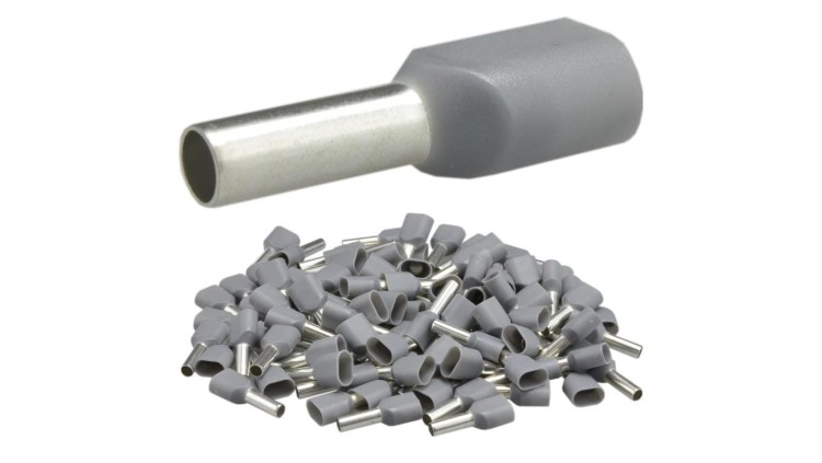 Końcówka tulejkowa izolowana podwójna typ HI / TE DIN 2x 4-12 miedziana cynowana galwanicznie Elpromet /100szt/