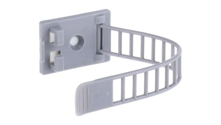 Spinka do kabli Regulowany zacisk, 22mm, materiał: Nylon 66, Samoprzylepny, 30.5 x 21 x 90mm, RS PRO / 100 szt.