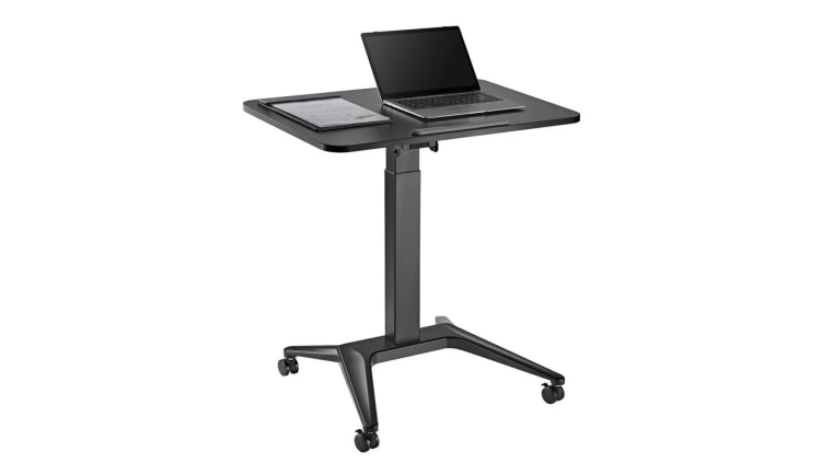 Mobilne biurko stolik na laptop Maclean, czarne, pneumatyczna regulacja wysokości, 80x52cm, 8kg max, 109cm wys, MC-453B