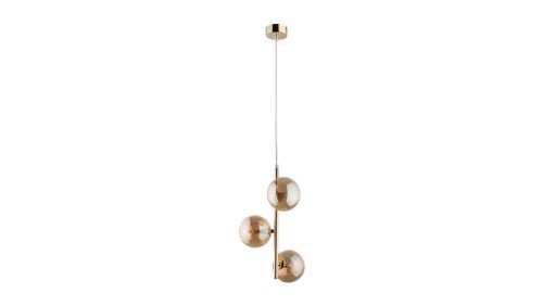 Lampa wisząca ze złotymi elementami i bursztynowymi kloszami ESTERA 4838 3xG9 TK Lighting