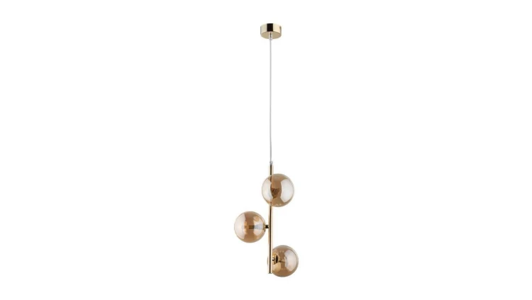 Lampa wisząca ze złotymi elementami i bursztynowymi kloszami ESTERA 4838 3xG9 TK Lighting