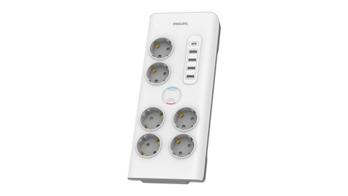 Listwa przepięciowa 6 gniazd bez bolca +USB C Philips schuko SPN7060WA/58