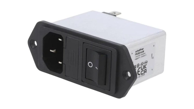 Złącze zasilające AC męskie 6A 250VAC C14 (E) 450uH FN282-6-06