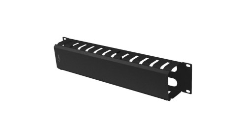 Organizator kabli RACK 19 2U grzebieniowy zamykany metalowy czarny z przepustami Lanberg