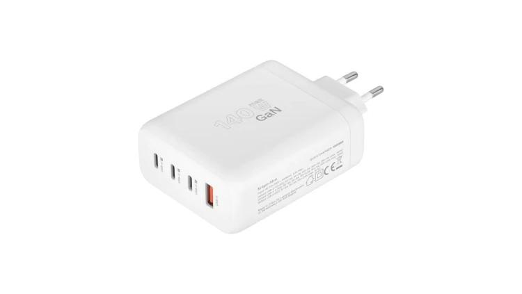 Ładowarka sieciowa GaN 1x USB typ-A Quick Charge 3.0 + 3x USB typ-C Power Delivery 3.1 140W