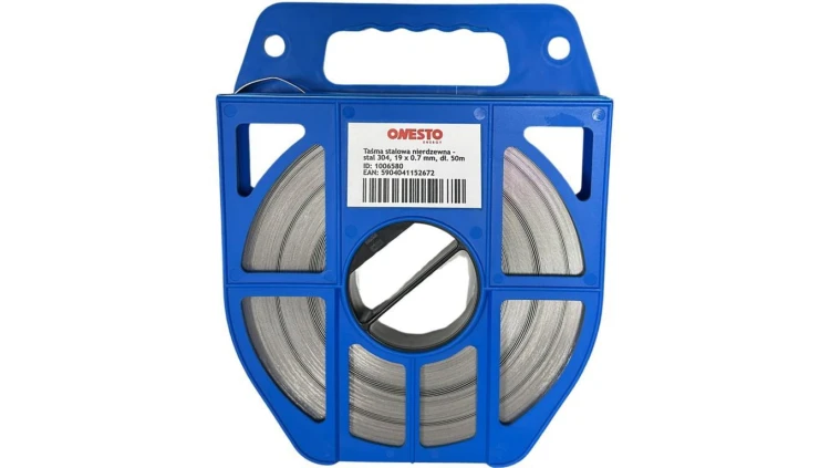 Taśma ze stali nierdzewnej 304 19mm x 0.7mm / 50m do tworzenia opasek mocujących ONESTO