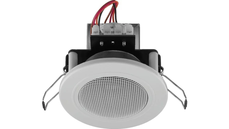Głośnik sufitowy 100V 6/3/1.5W, biała pokrywa, metalowa maskownica, PA EDL-82/WS
