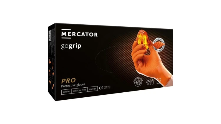 Rękawice robocze, ochronne nitrylowe rozmiar XL pomarańczowy 50szt GoGrip Orange Mercator
