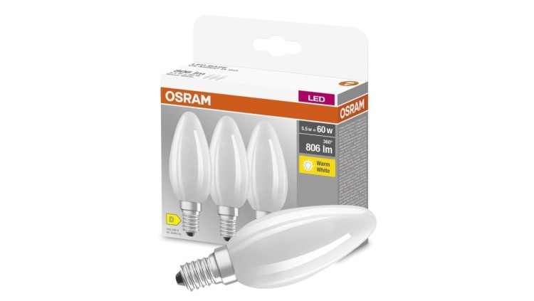 3PAK Żarówka LED E14 B35 5,5W = 60W 806lm 2700K Ciepła 300 Filament OSRAM BASE
