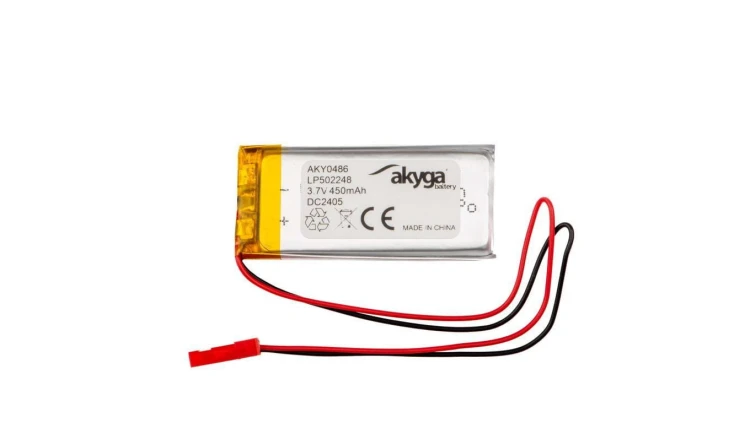 Akumulator litowo-polimerowy Akyga AKY0486 LP502248 Li-Po 3.7V/450mAh PCM złącze JST 2.54 2Pin 150mm