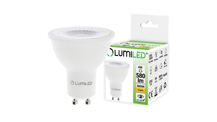 Żarówka LED GU10 6W = 60W 580lm 3000K Ciepła 36 LUMILED