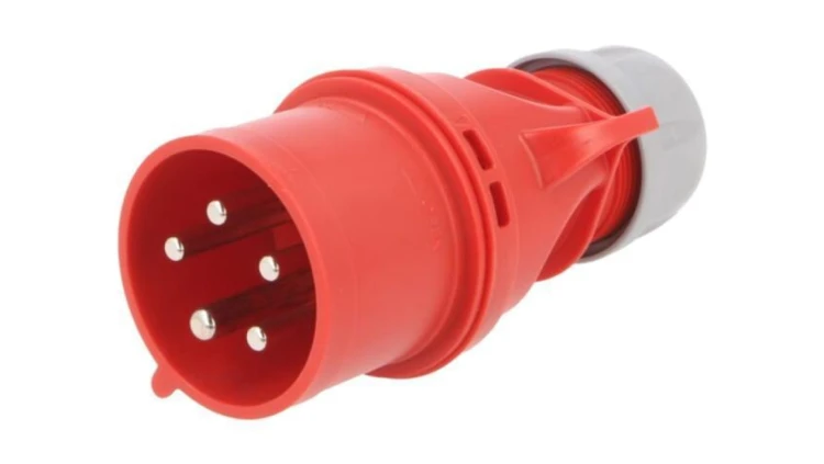 025-6V Złącze zasilające 3-fazowe AC, wtyk męski, 32A/400VAC, IP44