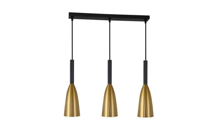 Listwa sufitowa SOLIN z trzema zwisającymi tubami złoto czarna LP-181/3L GD Light Prestige