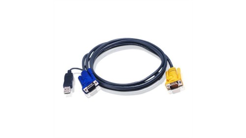 ATEN 2L-5202UP Kabel KVM VGA USB (z wbudowanym konwerterem PS/2 USB), czarny, 1,8 m
