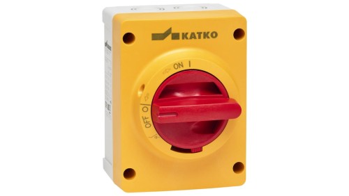 Wyłącznik 4P 40A w obudowie z poliwęglanu, IP66, wykonanie żółto-czerwone. KEM 440 YR M2