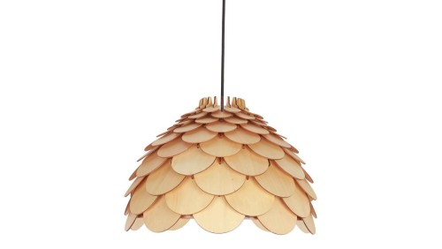 Wisząca lampa z efektownym drewnianym abażurem BURGO do salonu Ø35cm LP-101335/1P S Light Prestige