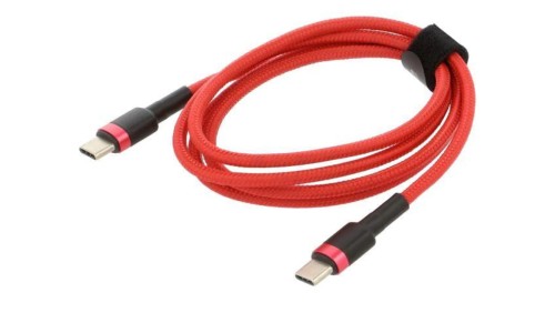 Kabel USB C wtyk z obu stron 1m czerwony tekstylny 60W CATKLF-G09