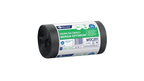 MERIDA WOC201 worki na śmieci mocne 70 l 60 × 90 cm czarne HDPE/LDPE – 50 szt