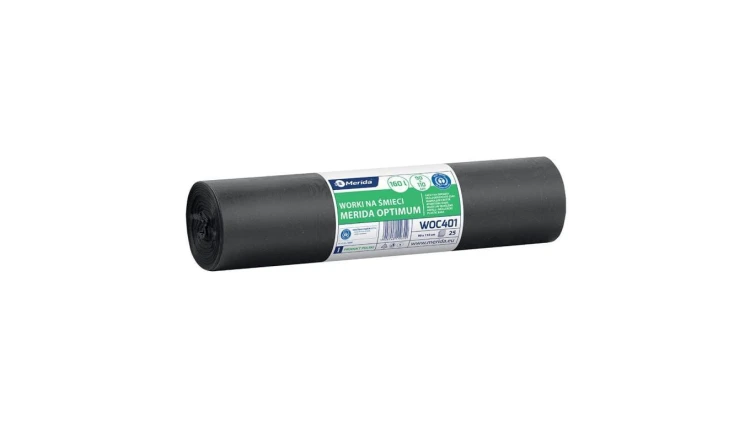 MERIDA WOC401 worki na śmieci mocne 160 l 90 × 110 cm czarne LDPE – rolka 25 szt