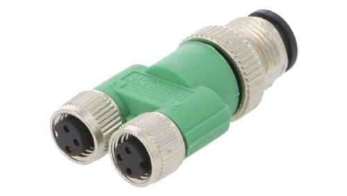 Rozgałęźnik, M12 męskie.M8 żeńskie x2, il.-PINów: 4, IP67, proste, 48V 1683471