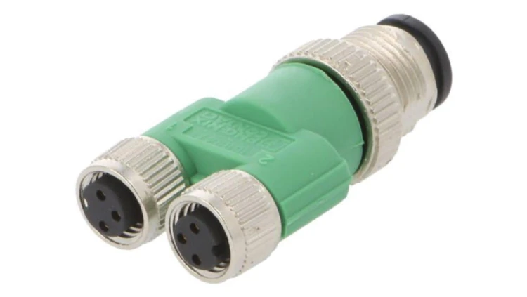 Rozgałęźnik, M12 męskie.M8 żeńskie x2, il.-PINów: 4, IP67, proste, 48V 1683471
