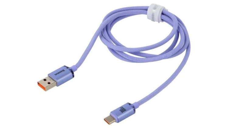 Kabel USB 2.0 USB A wtyk - USB C wtyk 1,2m fioletowy tekstylny CAJY000405