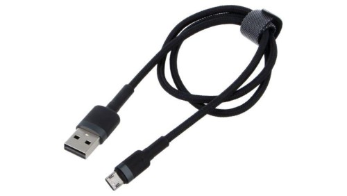 Kabel High Speed, USB 2.0 0,5m czarny tekstylny 2,4A CAMKLF-AG1
