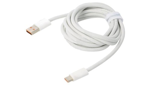 Kabel USB 2.0 USB A wtyk - USB C wtyk 2m biały tekstylny 100W CALD000702