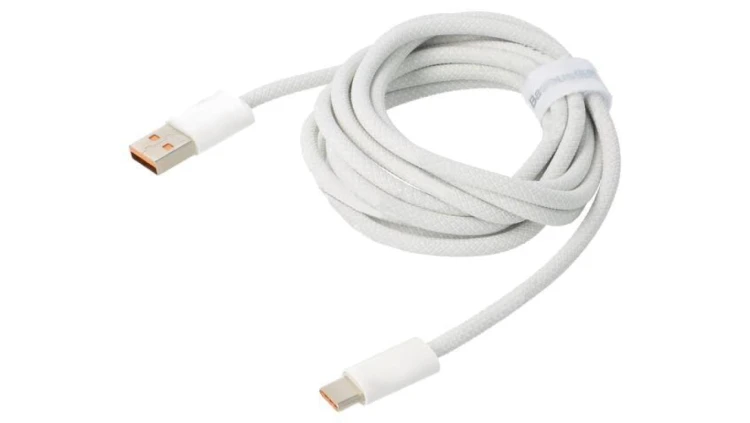 Kabel USB 2.0 USB A wtyk - USB C wtyk 2m biały tekstylny 100W CALD000702