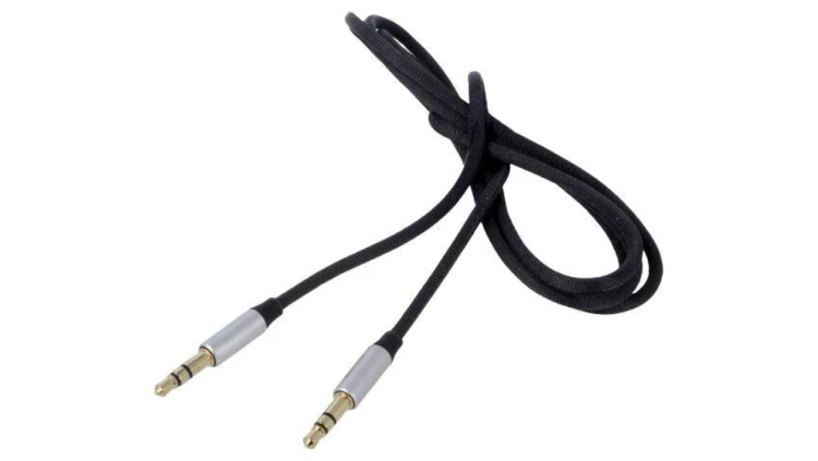 Kabel Jack 3,5mm 3-PIN wtyk z obu stron 1m czarny tekstylny CAM30-BS1