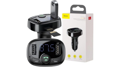 TRANSMITER FM ŁADOWARKA SAMOCHODOWA Baseus Enjoy S-09A 3.4A 2x USB-A microSD BT 4.2